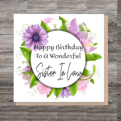 Sister In Law Birthday Card, Card for Birthday, Greetings Card